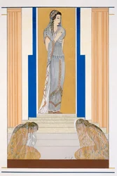 Weinende Penelope und ihre Dienerinnen, eine Illustration aus 